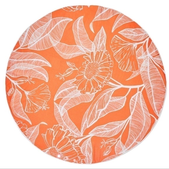 Summer And Rose Round Orange Flower Beach Towel - Picture 2 of 8